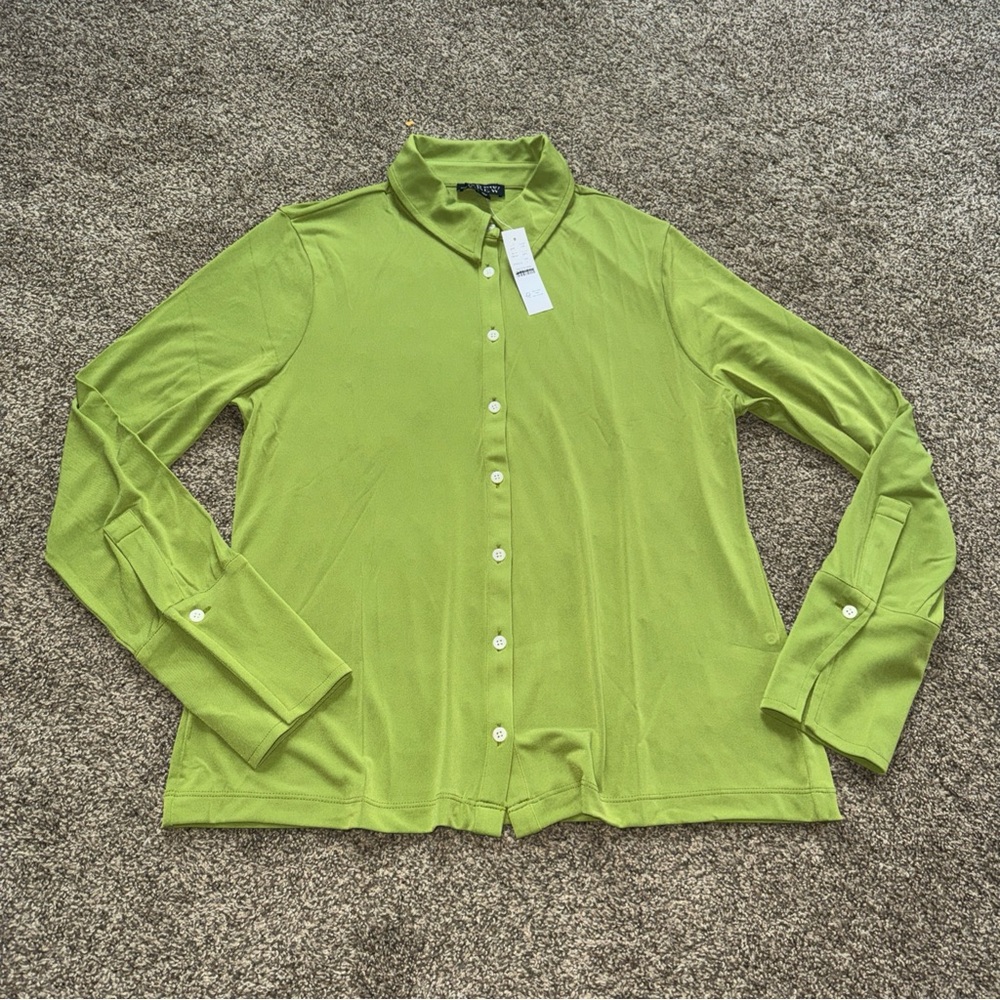 J.Crew Women’s Large NWT Green Collared Button-Up Shirt Blouse